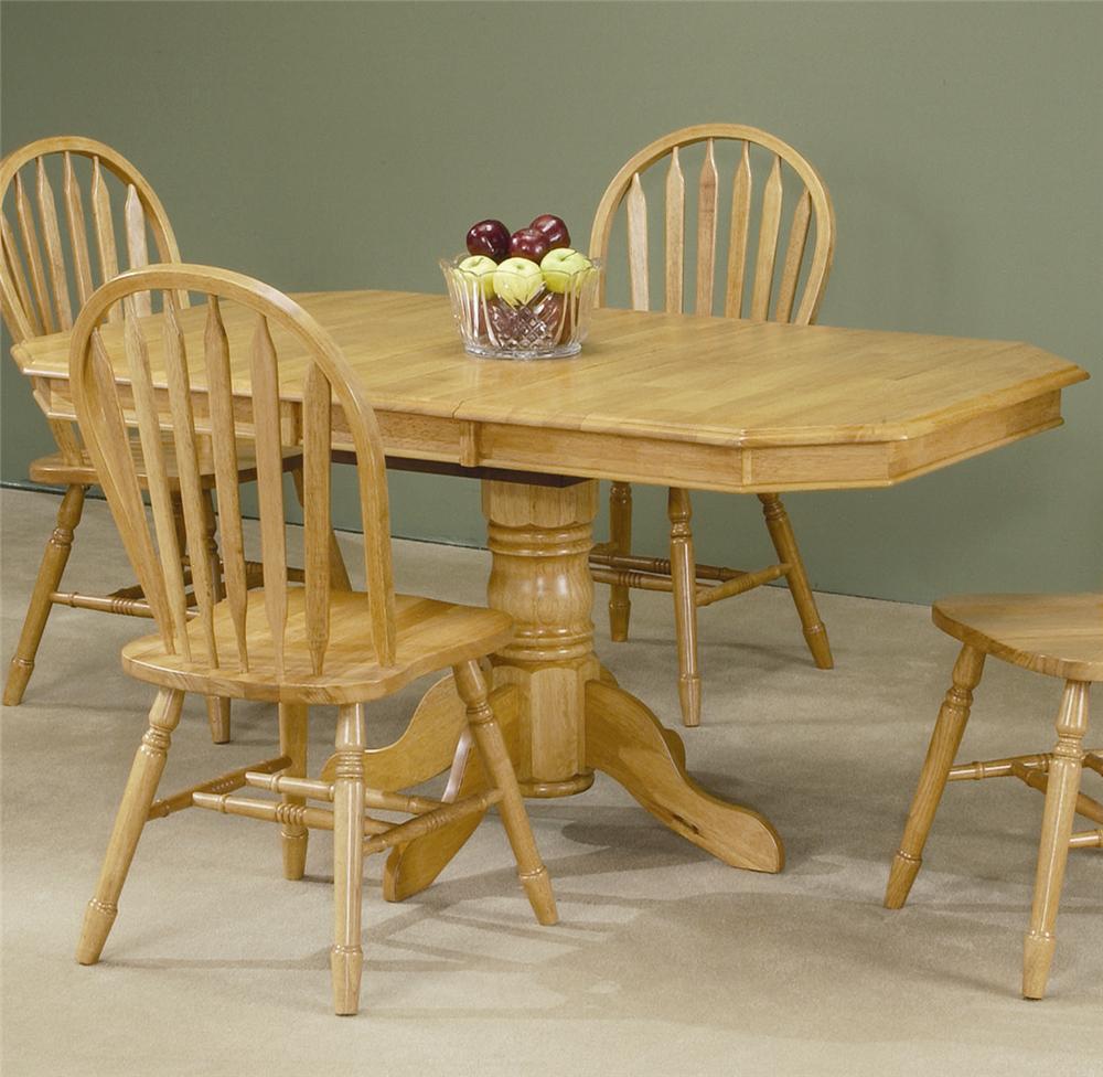 Sunset Trading Co. Sunset Selections Single Pedestal Dining Table with 12 Leaf SuperStore Kitchen Tables